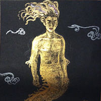 half-dragon Jingyan in gold ink